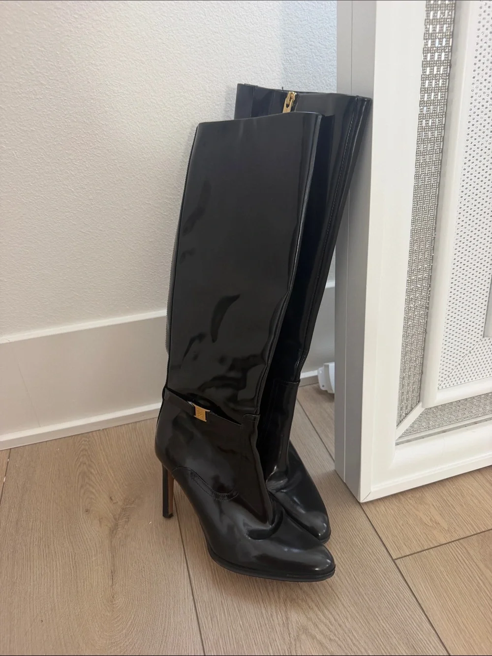 Vince Camuto Black Patent Over-the-Knee Stiletto Boots